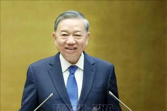 Генеральный секретарь ЦК КПВ То Лам выступает на национальной конференции в Ханое 18 мая, посвященной распространению и реализации резолюций 66 и 68. (Фото: ВИA)
