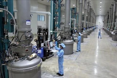 Производственная линия материалов для солнечных батарей на предприятии JA Solar Vietnam Co., Ltd., инвестированном Гонконгом (Китай), расположенном в промышленном парке Куангчау провинции Бакнинь. (Фото: ВИА) 