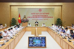 Премьер-министр Фам Минь Тьинь, который также является главой Национального комитета по гражданской обороне, председательствует на первом национальном заседании комитета по предотвращению и ликвидации последствий стихийных бедствий, а также поисково-спасательным работам 24 июля. (Фото: ВИA)