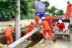 EVNHANOI проводит учения по обеспечению безопасности электросетей в условиях сложных погодных условий, таких как штормы и наводнения. (Фото: ВИA)