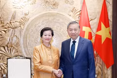 Генеральный секретарь То Лам принимает Посла Королевства Камбоджа во Вьетнаме Чеа Кимтха. (Фото: ВИА).