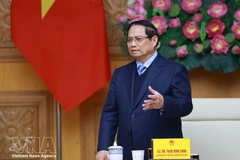 Премьер-министр Фам Минь Тьинь выступил на встрече с делегацией японских организаций и предприятий. (Фото: ВИА).