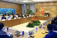 Заместитель Председателя Национального собрания Нгуен Хонг Зиен и участники мероприятия. (Фото: ВИА).