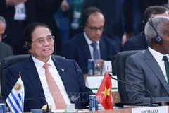 Премьер-министр Фам Минь Тьинь выступает на заседании высокого уровня по вопросам окружающей среды, COP30 и глобального здравоохранения в рамках расширенного саммита БРИКС 2025 в Рио-де-Жанейро (Фото: ВИA)