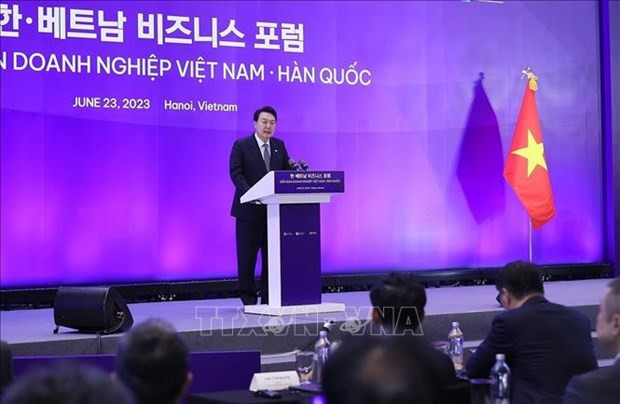 Лидеры Вьетнама и Республики Корея принимают участие на бизнес-форуме Вьетнам-РК ảnh 2 Лидеры Вьетнама и Республики Корея принимают участие на бизнес-форуме Вьетнам-РК ảnh 2