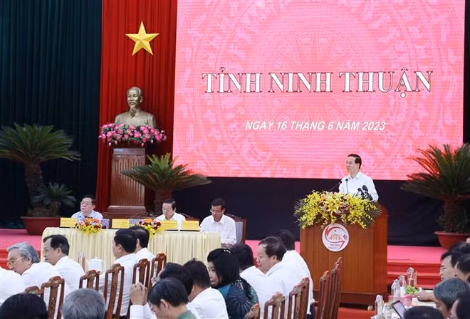 Президент Во Ван Тхыонг провел работу с партийным комитетом провинции Ниньтхуан ảnh 2