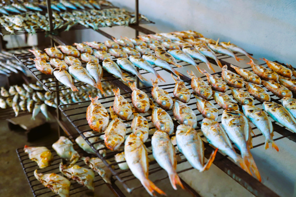 Благодаря ручной технологии первичной обработки и запекания готовая продукция из морской рыбы жителей прибрежных деревень Зьенчау отличается высоким качеством, насыщенным ароматом и отличным вкусом, пользуется популярностью и доверием у потребителей из разных районов и регионов провинции (Фото: ВИА)