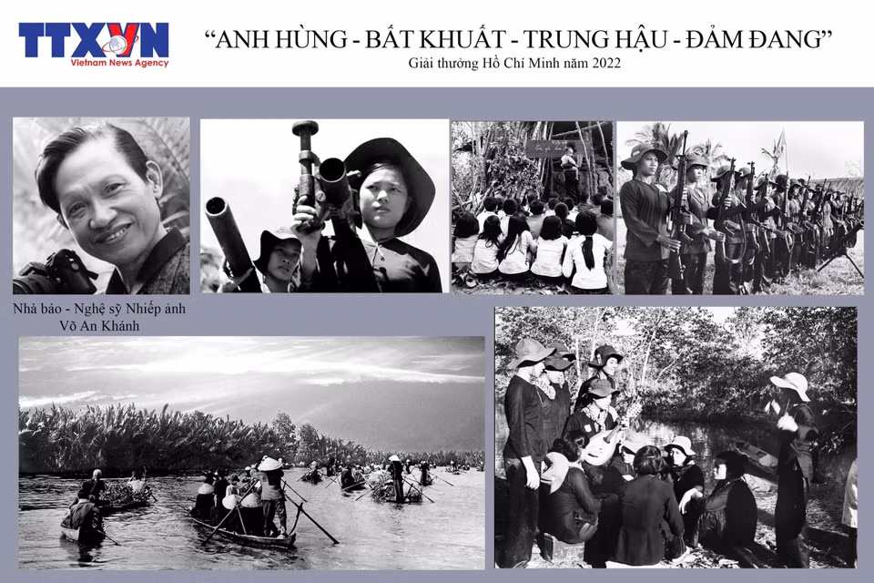 Покойный фотохудожник Во Ан Кхань с честью удостоен и Премии Хо Ши Мина, и Государственной премии в области литературы и искусства. На фото: фотосерия «Героизм – Несгибаемость – Верность - Умелость», включающая 10 снимков, удостоена Премии Хо Ши Мина в 2022 году (Фото: ВИА)