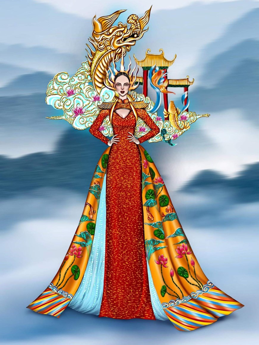 Наряд «Карп превращается в дракона» Нгуен Нгок Тху Тиен. (Фото: Vietnam+)