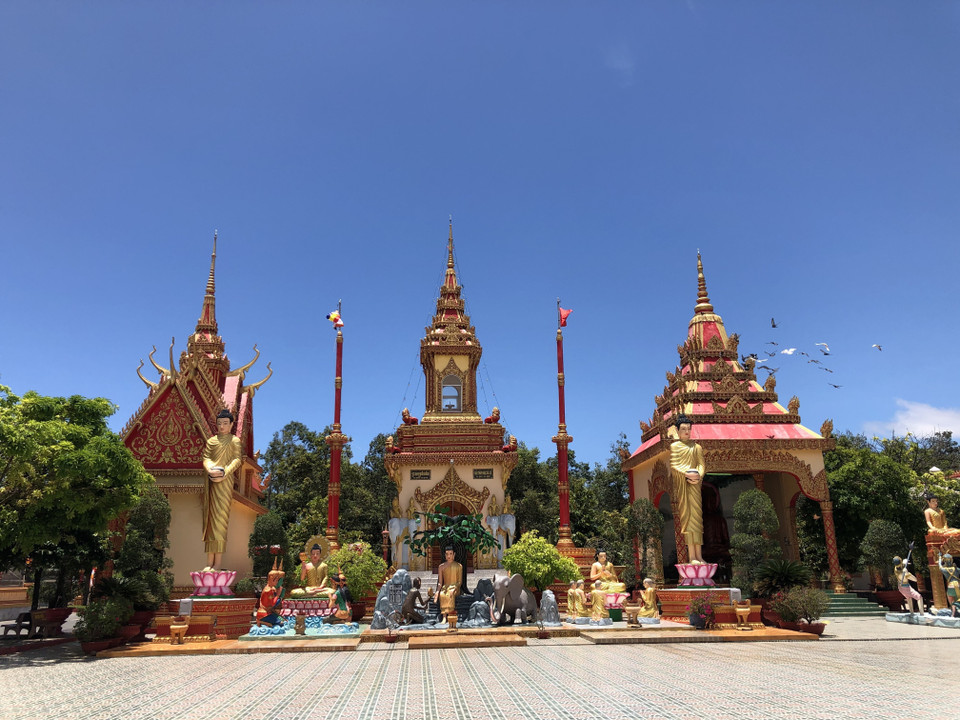 Башни в пагоде Сиемкан с рядами пальм, типичных для юго-западного региона. (Фото: ВИА)