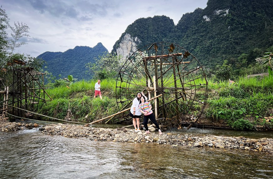 Представители туристического бизнеса предложили множество решений для развития туризма Туенкуанг, таких как: создание зон, точек продажи продукции ОООП, сувениров, продление времени организации местного фестиваля и усиление продвижения мероприятия, инвестирование в стандартную систему проживания в семье, призыв к местным инвесторам расширить и модернизировать систему размещения в Наханге, Ламбине, разработка открытых механизмов и политики для привлечения стратегических инвесторов в туристический сектор… Крестьяне общины Шиньлонг уезда Наханг получили инструкцию по выращиванию чая, в качестве защитной полосы для предотвращения наводнения, одновременно как сырья для производства чая марки Шантует, развивая семейные хозяйства. В настоящее время чай, произведенный в Туенкуанг, широко продается во всей стране, он идет на экспорт в такие страны, как Пакистан и Индия. (Фото: Mai Mai/Vietnam+)