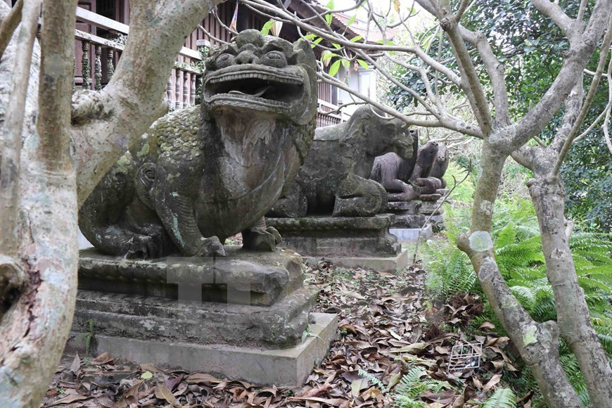 Среди оставшихся скульптур пагоды - пять пар статуй животных, в том числе львов, носорогов, слонов, буйволов и лошадей. Они лежат на пьедесталах в виде лотоса, вырезанных из больших камней. Эти статуи были признаны самыми большими статуями пар животных во Вьетнаме (Фото: ВИА).