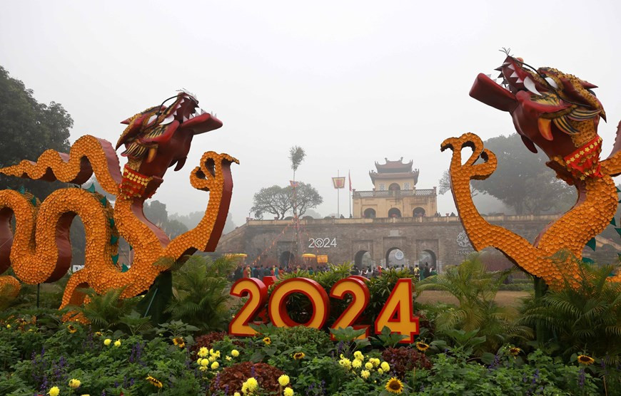 Императорская цитадель Тханглонг в 23-й день последнего месяца лунного года Тигра, который в этом году выпал на 2 февраля. (Фото: ВИА)