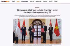 Сайт AsiaOne сообщает об официальном визите Постоянного члена Секретариата ЦК КПВ Чан Кам Ту в Сингапур. Фото: ВИА.