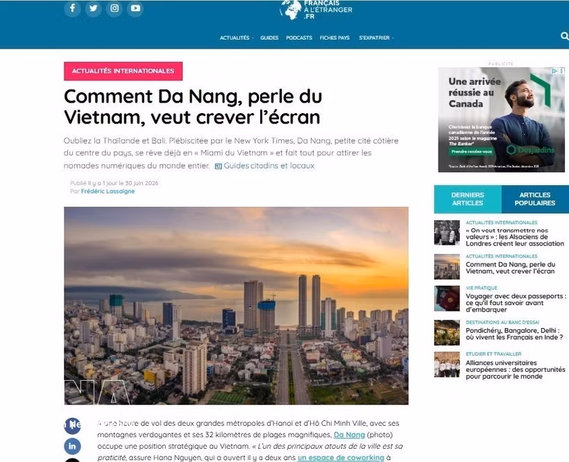 Статья, опубликованная во французском электронном журнале Journal des Français à l'étranger. (Фото: ВИА).