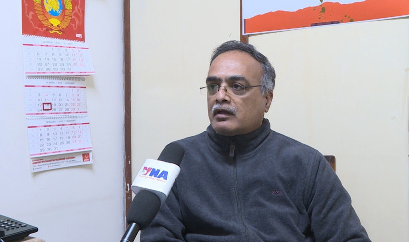 Р. Арун Кумар, член Центрального комитета и заведующий Отделом внешних связей Коммунистической марксистской партии Индии (КМП), отвечает на вопросы корреспондента ВИА (Фото: ВИА)