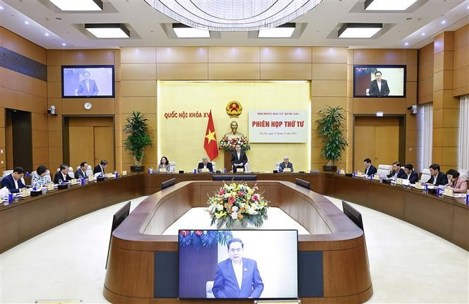 Председатель НС Чан Тхань Ман, Председатель Национального избирательного совета, выступает с речью (Фото: ВИА)