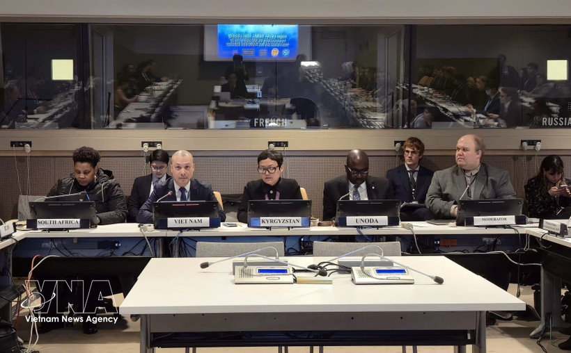 Советник-посланник Нгуен Хоанг Нгуен, временный поверенный в делах Постоянного представительства Вьетнама при ООН, выступает на дискуссионной сессии (Фото: ВИА) 