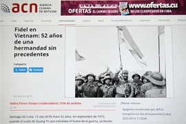 Статья о историческом визите Фиделя Кастро во Вьетнам в сентябре 1973 года. Снимок экрана: корреспондент ВИА на Кубе.