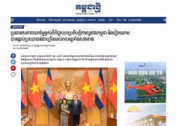 Газета Kampuchea Thmey Daily опубликовала материал о переговорах между Председателем Национального собрания Вьетнама Чан Тхань Маном и Председателем Национальной ассамблеи Камбоджи Кхуон Судари. Фото: ВИА.