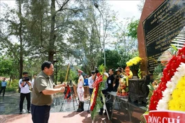 Премьер-министр Фам Минь Тьинь воскурил благовония и возложил цветы в память о павших героях на кладбище Хангкео. Фото: ВИА.