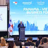 Президент Республики Панама Хосе Рауль Мулино выступает на форуме. Фото: ВИА.