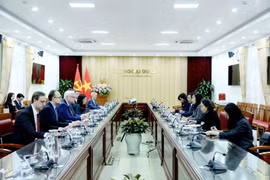 Заместитель министра иностранных дел Ле Тхи Тху Ханг встречается с заместителем губернатора Калужской области В.В. Потемкиным в Ханое 12 марта (Фото: ВИA)