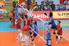 Вьетнамские и российские футболисты в финальном матче VTV Ferroli Cup 2025. (Фото: ВИA)
