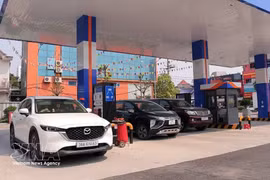 Топливные колонки на автозаправочной станции в квартале Тханьсен провинции Хатинь. Фото: ВИА. 