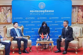 Министр юстиции Вьетнама Ле Тхань Лонг провел переговоры с министром юстиции Таиланда Сомсаком Тепсутином. (Фото: ВИА)