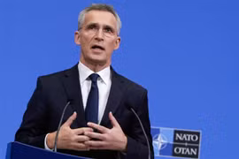 Генеральный секретарь НАТО Йенс Столтенберг выступил на встрече в Брюсселе, Бельгия. Фото: AFP/ВИА