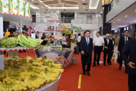 Министр Нгуен Хонг Зьен на первом Фестивале фруктов Вьетнама в Китае. (Фото: PV/Вьетнам+) 