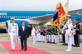 Премьер-министр Фам Минь Тьинь обходит на Почетный караул (Фото: ВИA)