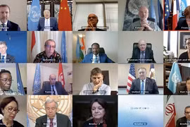 Представители стран-членов Совета Безопасности ООН на онлайн-заседании 30 июня (Фото: ВИА)