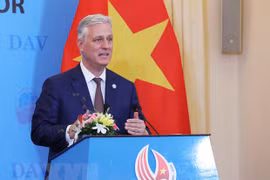 Советник президента США по национальной безопасности Роберт ОБрайен пообщался со студентами, преподавателями и аспирантами Дипломатической академии в Ханое. (Фото: ВИА)