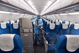 Работы по дезинфекции самолета авиакомпании Vietnam Airlines (Фото: ВИА) 