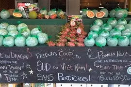 Розовые помело из кооператива Ben Tre Green Pomelo на выставке в магазине в Канаде. (Фото: SOCODEVI)