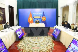 Министр иностранных дел Вьетнама Буй Тхань Шон сопредседательствует на встрече министров иностранных дел Японии и АСЕАН, состоявшейся 3 августа в режиме видеоконференции (Фото: ВИА)