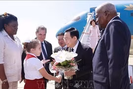 Председатель НС Выонг Динь Хюэ преподносит благовония лидеру Фиделю Кастро (Фото: ВИА) 