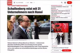 Ежедневная газета Kronen Zeitung, основанная в 1900 году и имеющая самый большой тираж в Австрии, публикует статью об официальном визите федерального министра Австрии по европейским и международным делам Александра Шалленберга во Вьетнам. (Фото: скриншот)