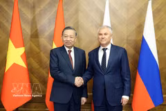 Генсек, Президент Вьетнама То Лам встретился с Председателем Государственной Думы РФ Вячеславом Володиным (Фото: ВИА)