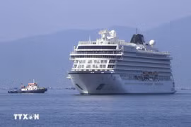 Международный круизный лайнер Ms Viking Yidun входит в залив Камрань. (Фото: ВИА).
