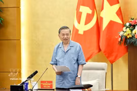 Генеральный секретарь ЦК КПВ, Президент государства То Лам выступает на конференции. (Фото: ВИА).
