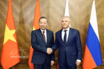 Генсек, Президент Вьетнама То Лам встретился с Председателем Государственной Думы РФ Вячеславом Володиным (Фото: ВИА)