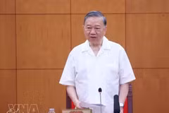 Генеральный секретарь ЦК КПВ, Президент То Лам выступает на рабочей встрече. (Фото: ВИА) 