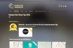 В категории, посвящённой Вьетнаму, премия World Spa Awards присудила Chanterelle – Spa by JW при JW Marriott Phu Quoc Emerald Bay Resort & Spa звание «Лучший курортный спа-центр Вьетнама 2026 года». (Фото опубликовано ВИА) 
