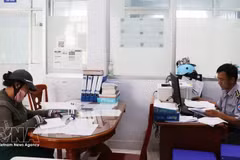 Владелец судна связывается с компетентными органами для прохождения процедур захода в порт в рыболовном порту Вамланг, община Зятхуан, провинция Донгтхап. (Фото: ВИА)