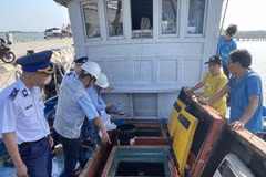 Оперативные силы Бариа-Вунгтау проверяют рыбацкое судно в районе Лонгзиен. (Фото: ВИА)