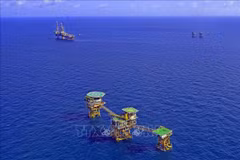 Нефтяные вышки на месторождении Батьхо вьетнамско-российского совместного предприятия "Вьетсовпетро". (Фото: Хи Хунг/ВИА)