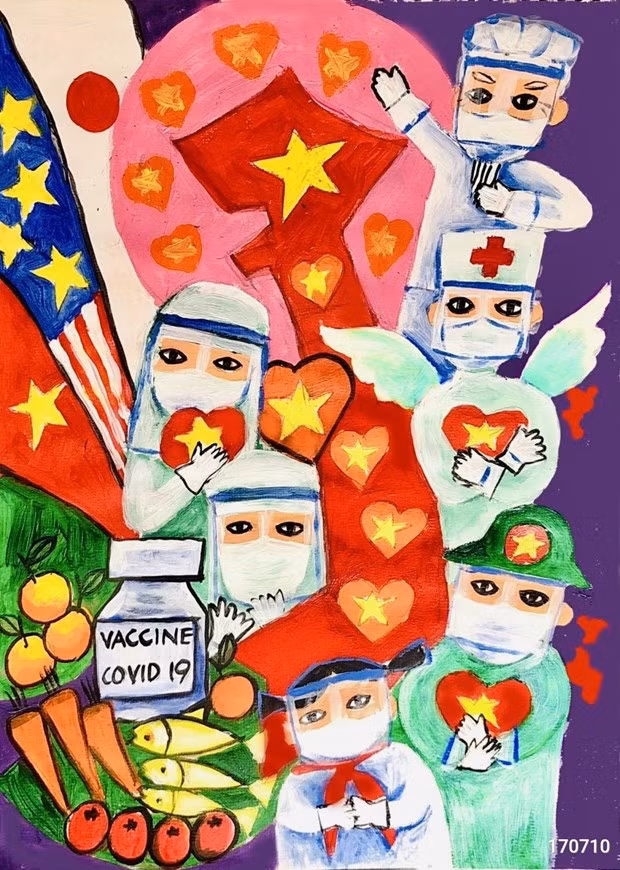 Ученица 8-го класса из Хошимина получила специальный приз конкурса рисунков на COVID-19 ảnh 1 Ученица 8-го класса из Хошимина получила специальный приз конкурса рисунков на COVID-19 ảnh 1
